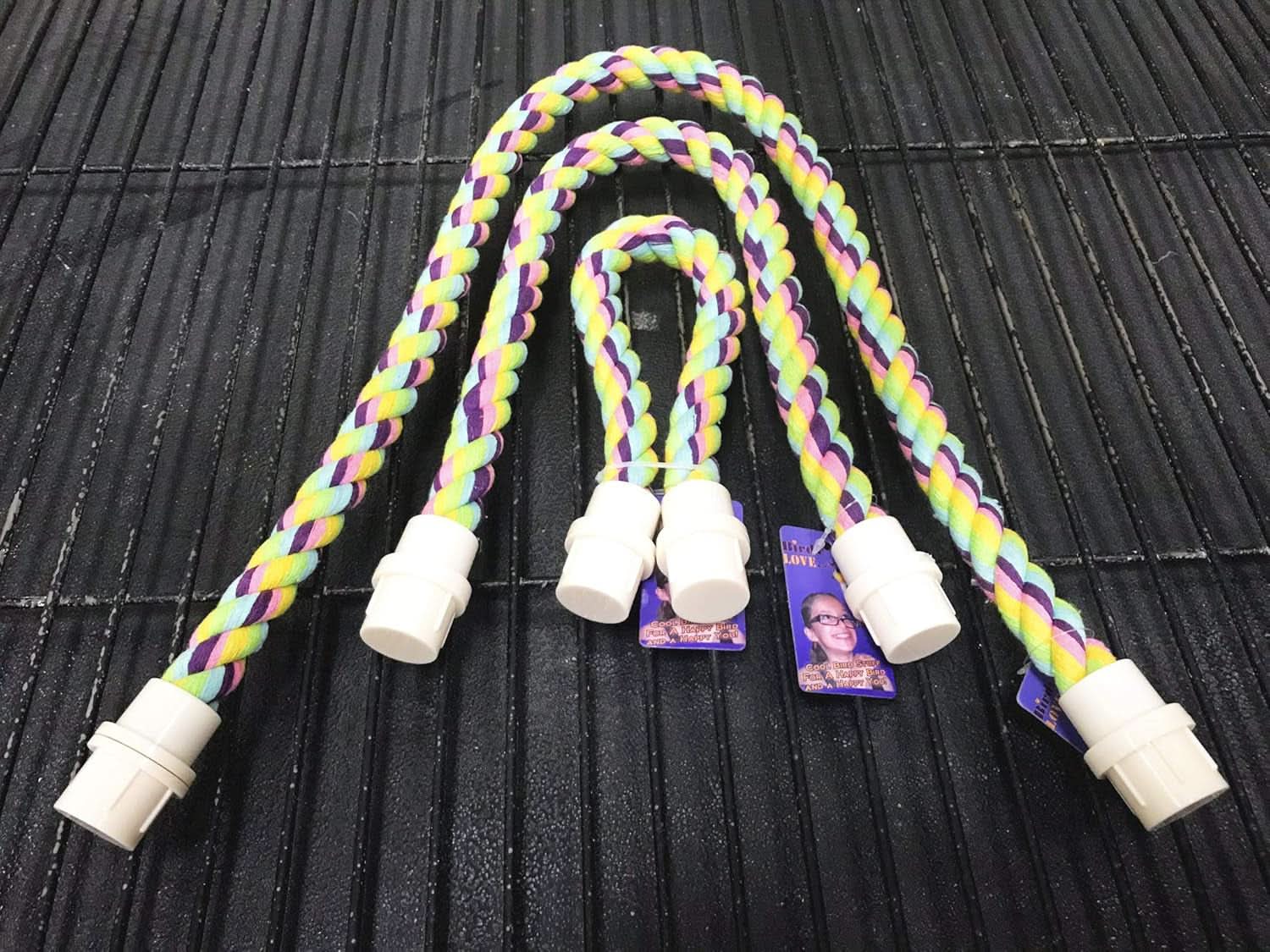 Cotton Rope Comfy Cable Perch Set for Birds - 23.5" Length, Ideal for African Greys, Amazons, Eclectus, Macaws, Cockatoos, and Similar Sized Birds