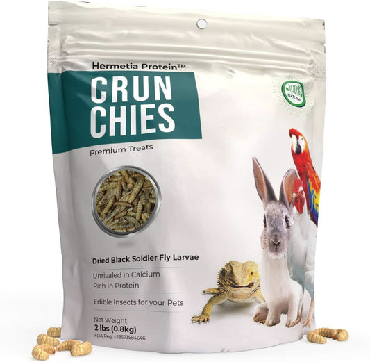 ® CRUNCHIES Dried Black Soldier Fly Larvae (1.2 lb Pouch) - Premium Bird and Chicken Treats with Higher Calcium, Protein, and Fat Content than Mealworms - Sustainably Farmed in the USA