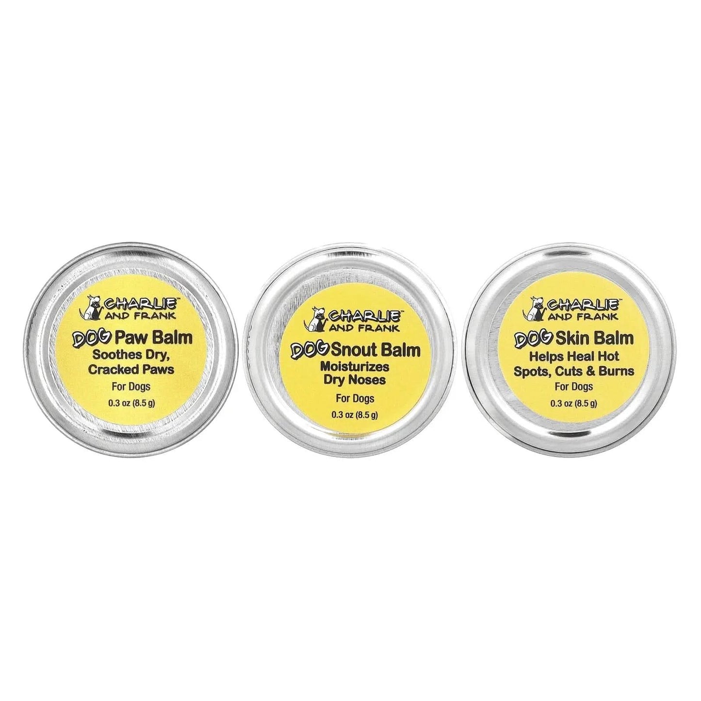 Dog Balm Variety Set: Paw, Skin, Snout, 3 Tins, 0.3 Oz (8.5 G) Each
