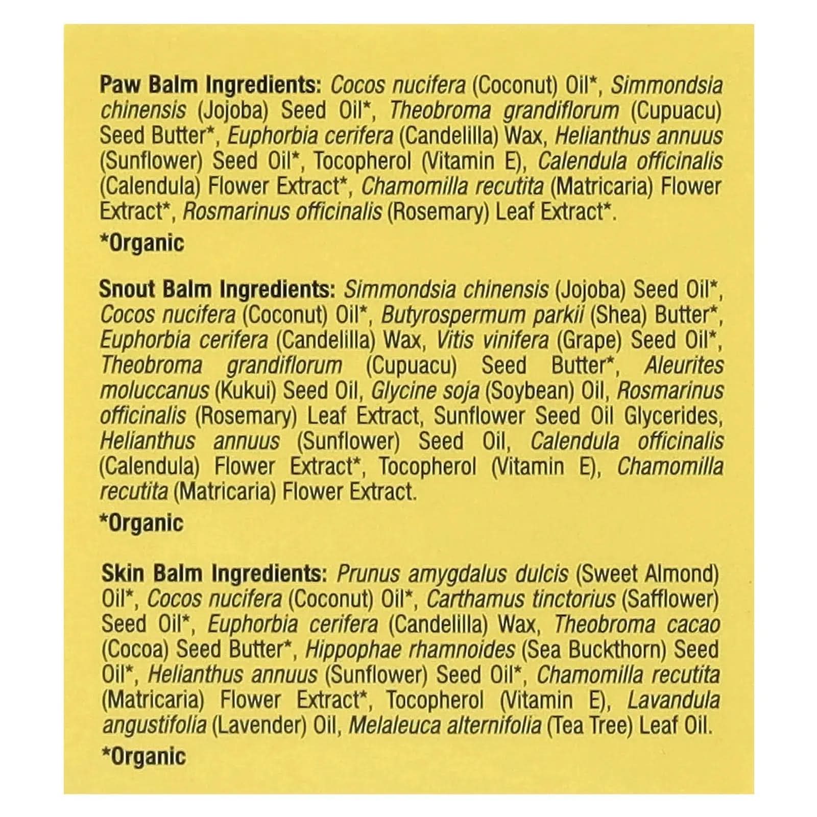 Dog Balm Variety Set: Paw, Skin, Snout, 3 Tins, 0.3 Oz (8.5 G) Each