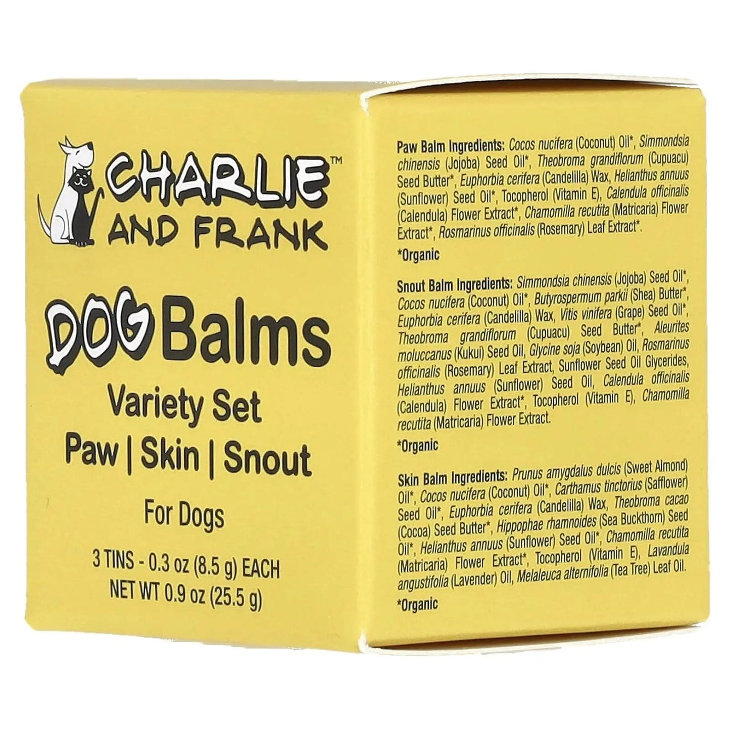 Dog Balm Variety Set: Paw, Skin, Snout, 3 Tins, 0.3 Oz (8.5 G) Each