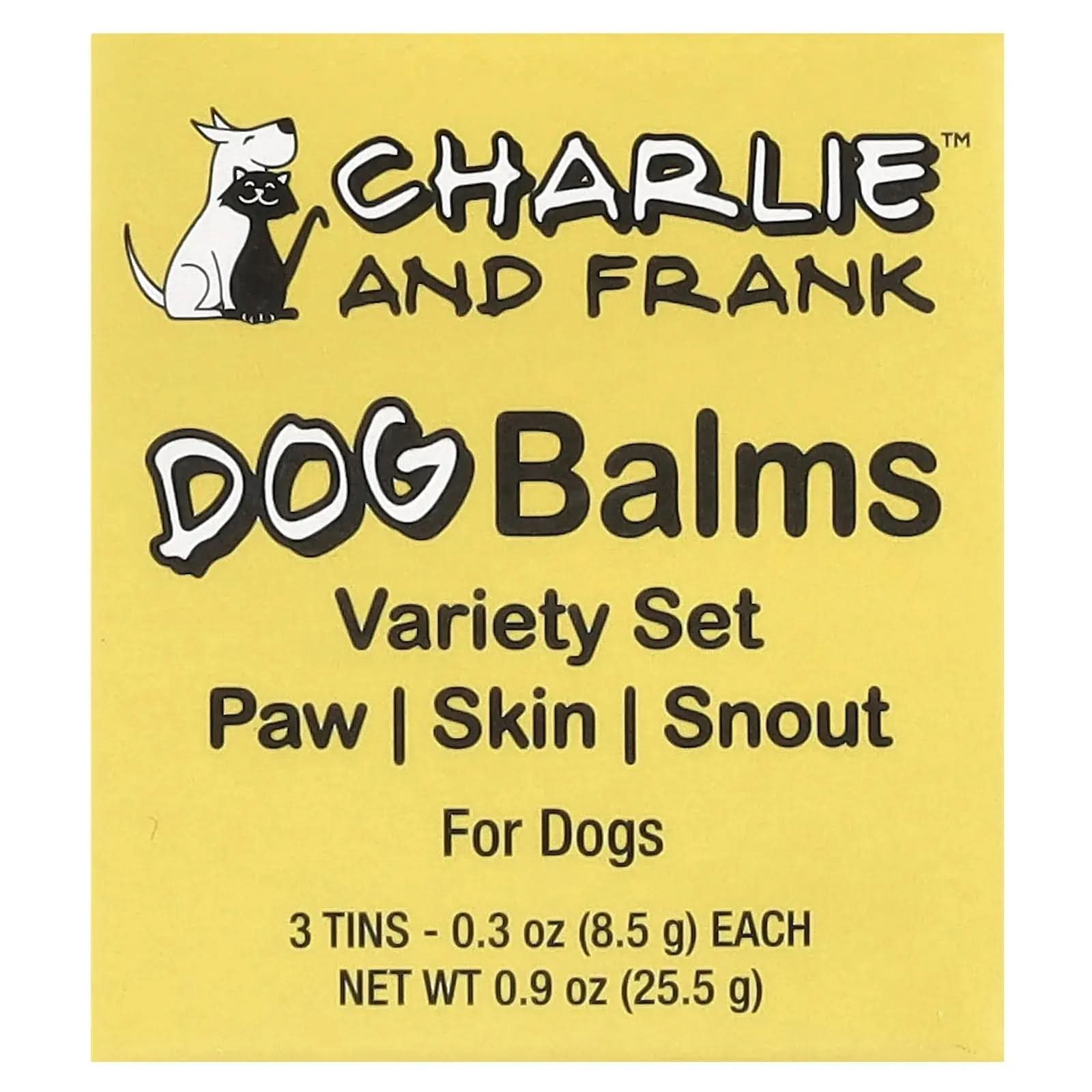 Dog Balm Variety Set: Paw, Skin, Snout, 3 Tins, 0.3 Oz (8.5 G) Each