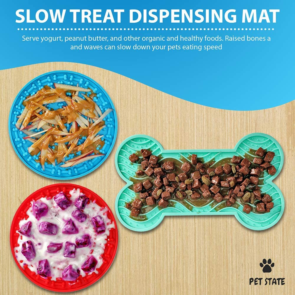 Dog Lick Pad Set - Boredom and Anxiety Relief for Bath Time, 3-Pack Slow Feeder with Strong Suction for Peanut Butter Treats