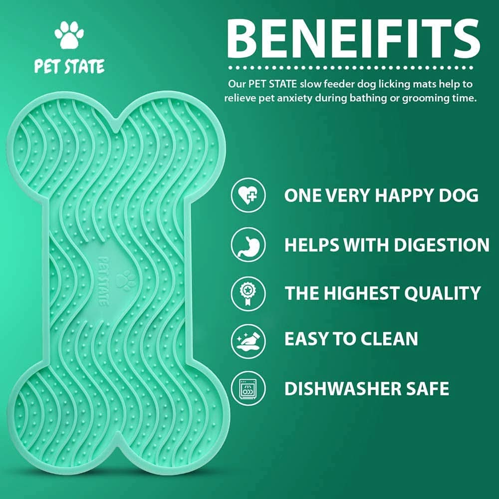 Dog Lick Pad Set - Boredom and Anxiety Relief for Bath Time, 3-Pack Slow Feeder with Strong Suction for Peanut Butter Treats
