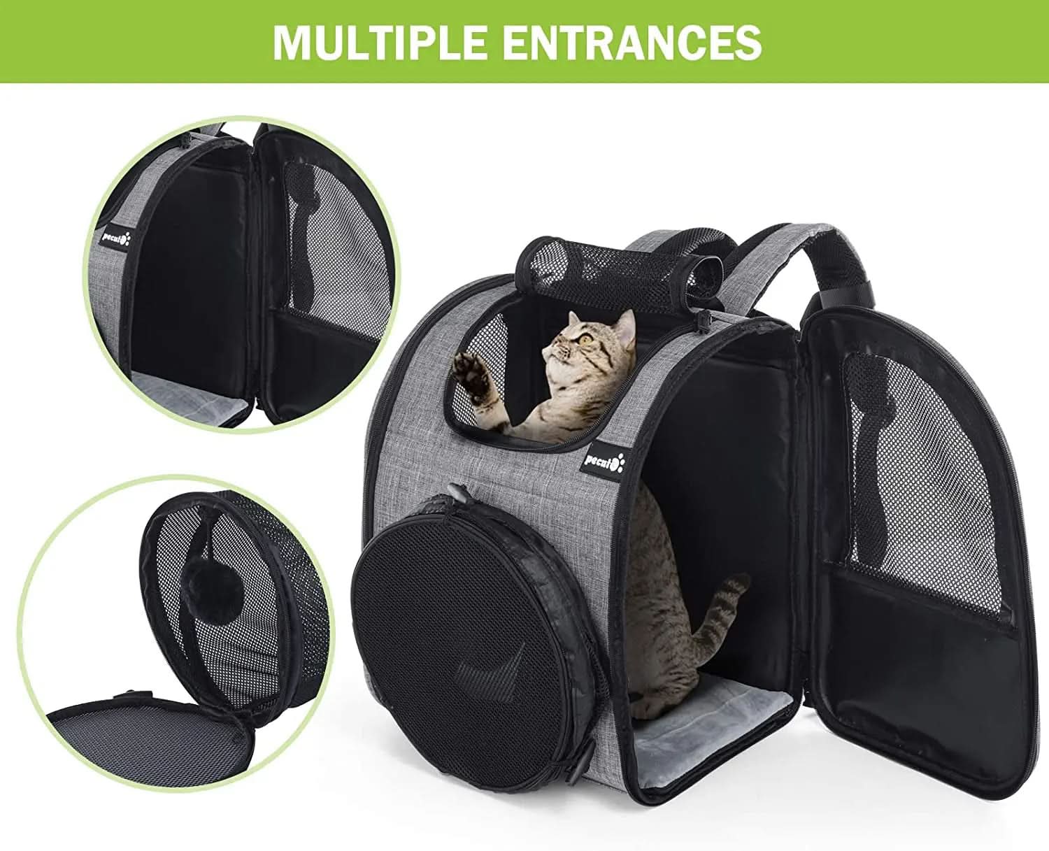 Expandable Pet Carrier Backpack with Tunnel - Breathable Mesh Dog and Cat Backpack for Hiking, Travel, and Outdoor Use, Accommodates Pets up to 18 lbs
