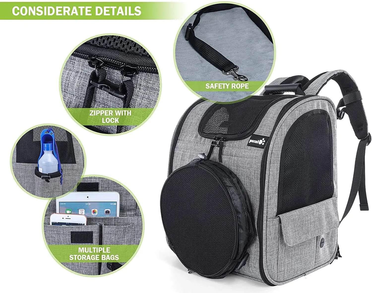 Expandable Pet Carrier Backpack with Tunnel - Breathable Mesh Dog and Cat Backpack for Hiking, Travel, and Outdoor Use, Accommodates Pets up to 18 lbs