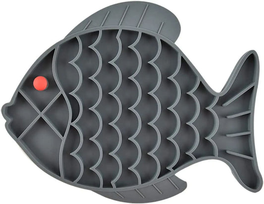 Fish-Shaped Cat Slow Feeder and Lick Mat Puzzle for Dogs and Cats - Engaging Alternative to Traditional Slow Feeder Bowls for IQ Enhancement and Anxiety Relief