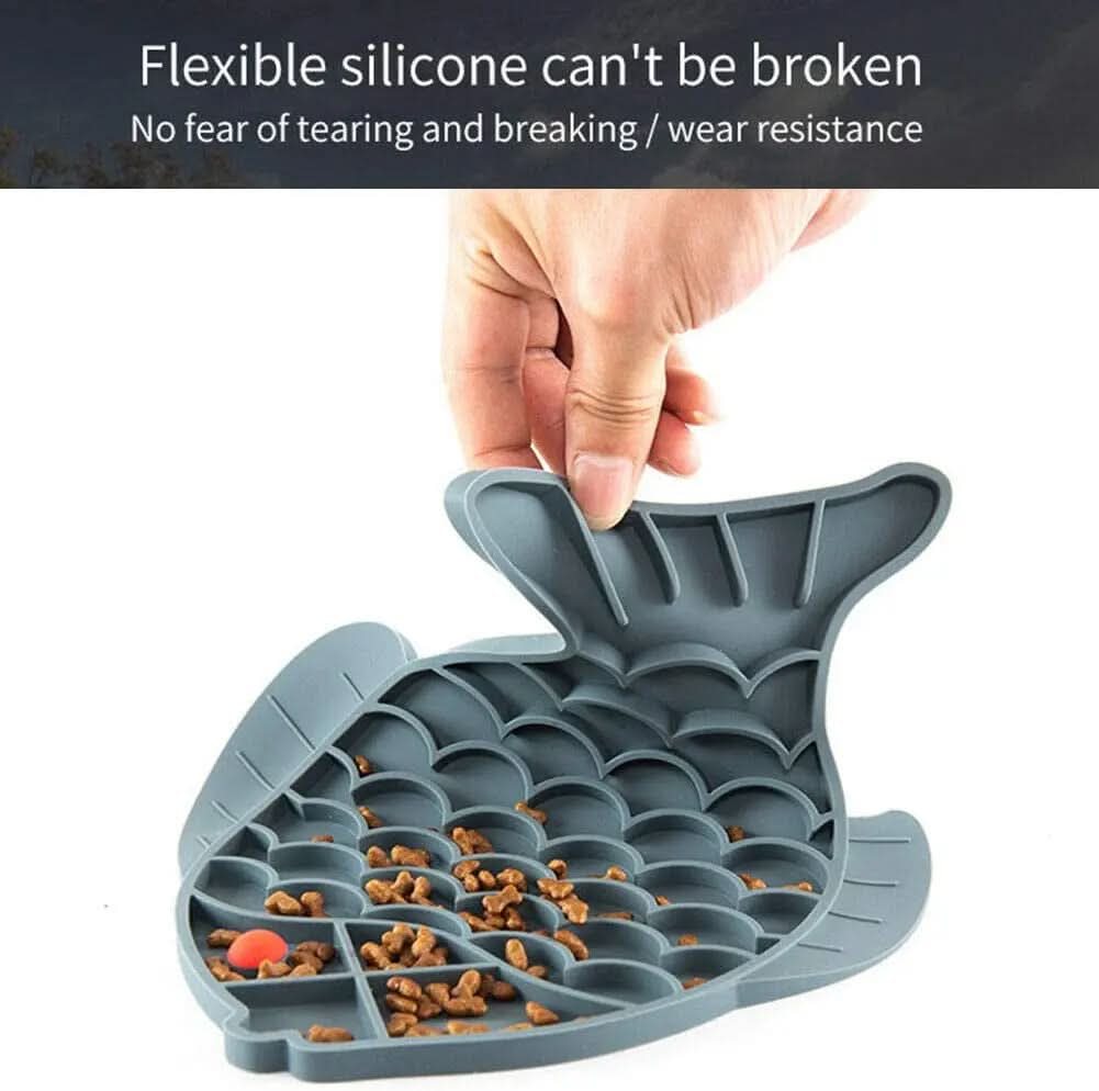 Fish-Shaped Cat Slow Feeder and Lick Mat Puzzle for Dogs and Cats - Engaging Alternative to Traditional Slow Feeder Bowls for IQ Enhancement and Anxiety Relief