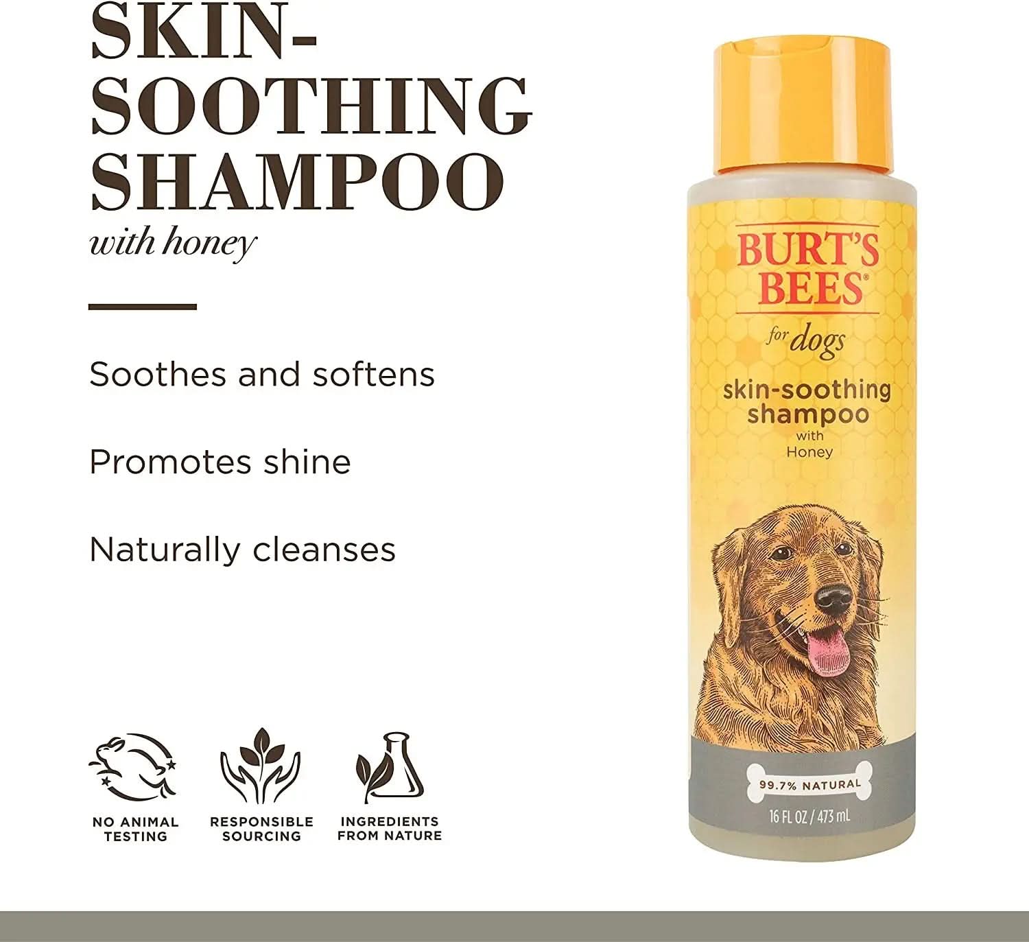 for Pets Natural Skin Soothing Shampoo with Honey - Gentle Formula for All Dogs and Puppies - Ideal for Dry and Sensitive Skin - Made in the USA, 16 Ounces