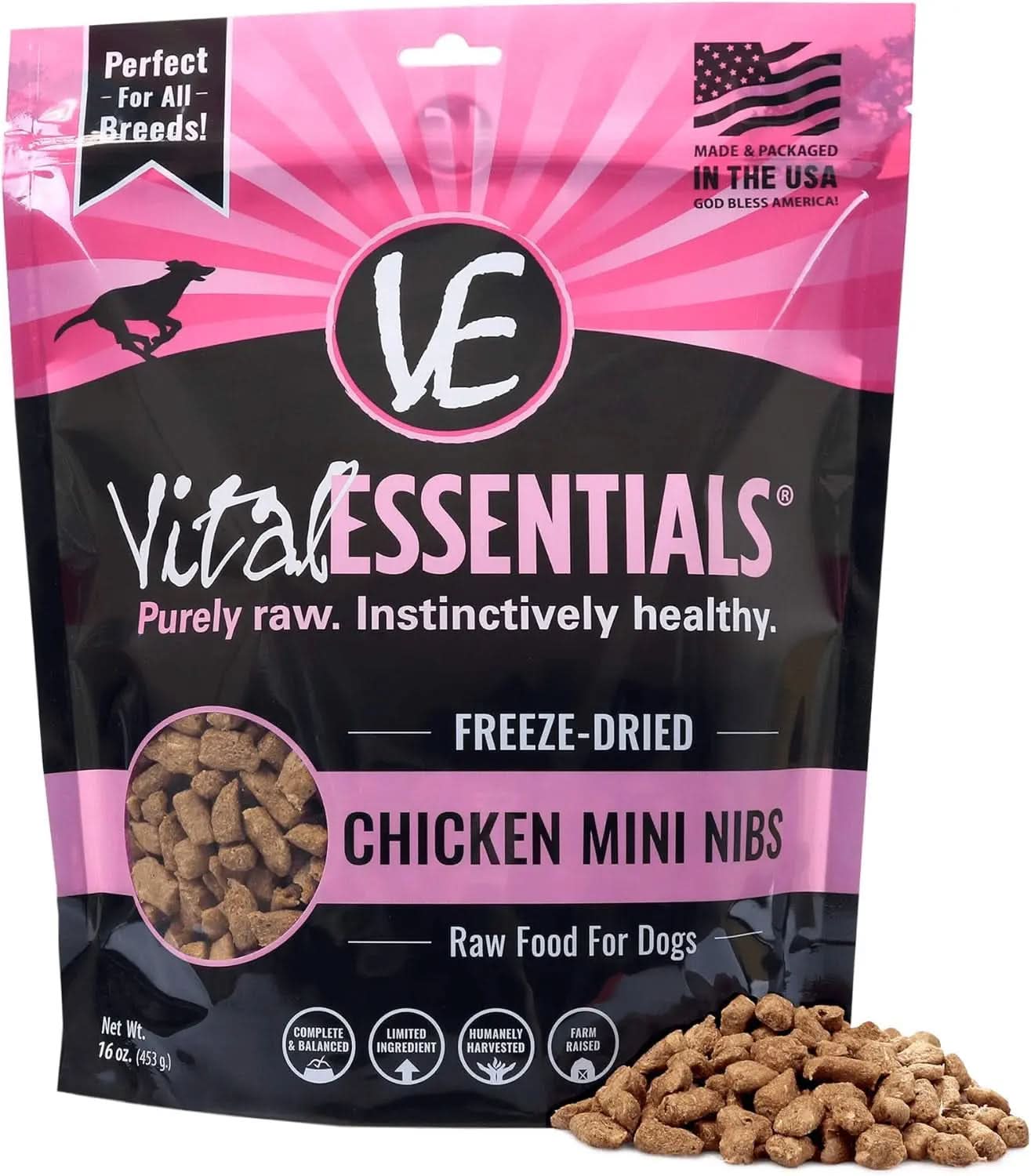 Freeze-Dried Chicken Mini Nibs Dog Food, 16 oz