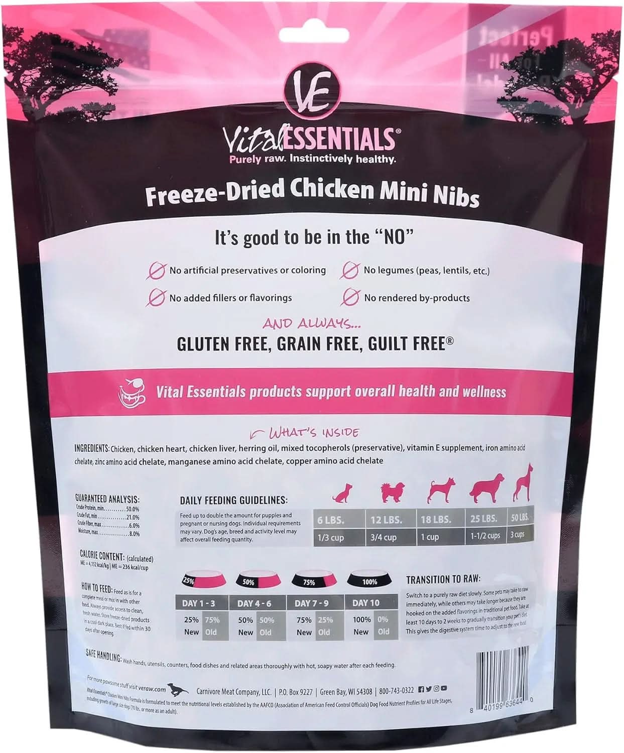 Freeze-Dried Chicken Mini Nibs Dog Food, 16 oz