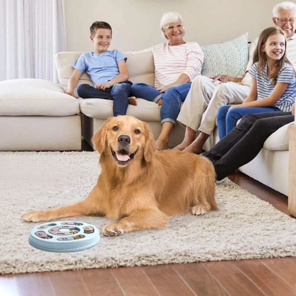 Interactive Dog Puzzle and Flying Turntable Toy Set, Slow Feeder for Enhanced Digestion and Reduced Anxiety in Pets (Blue, Round)