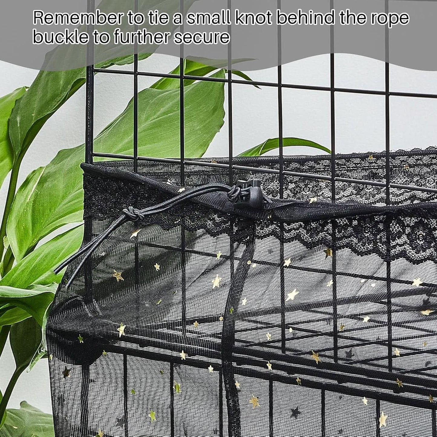 Large Nylon Mesh Bird Cage Cover with Seed and Feather Catcher - Universal Twinkle Star Design for Parakeets, Macaws, and African Grey Cages (Black, XL)