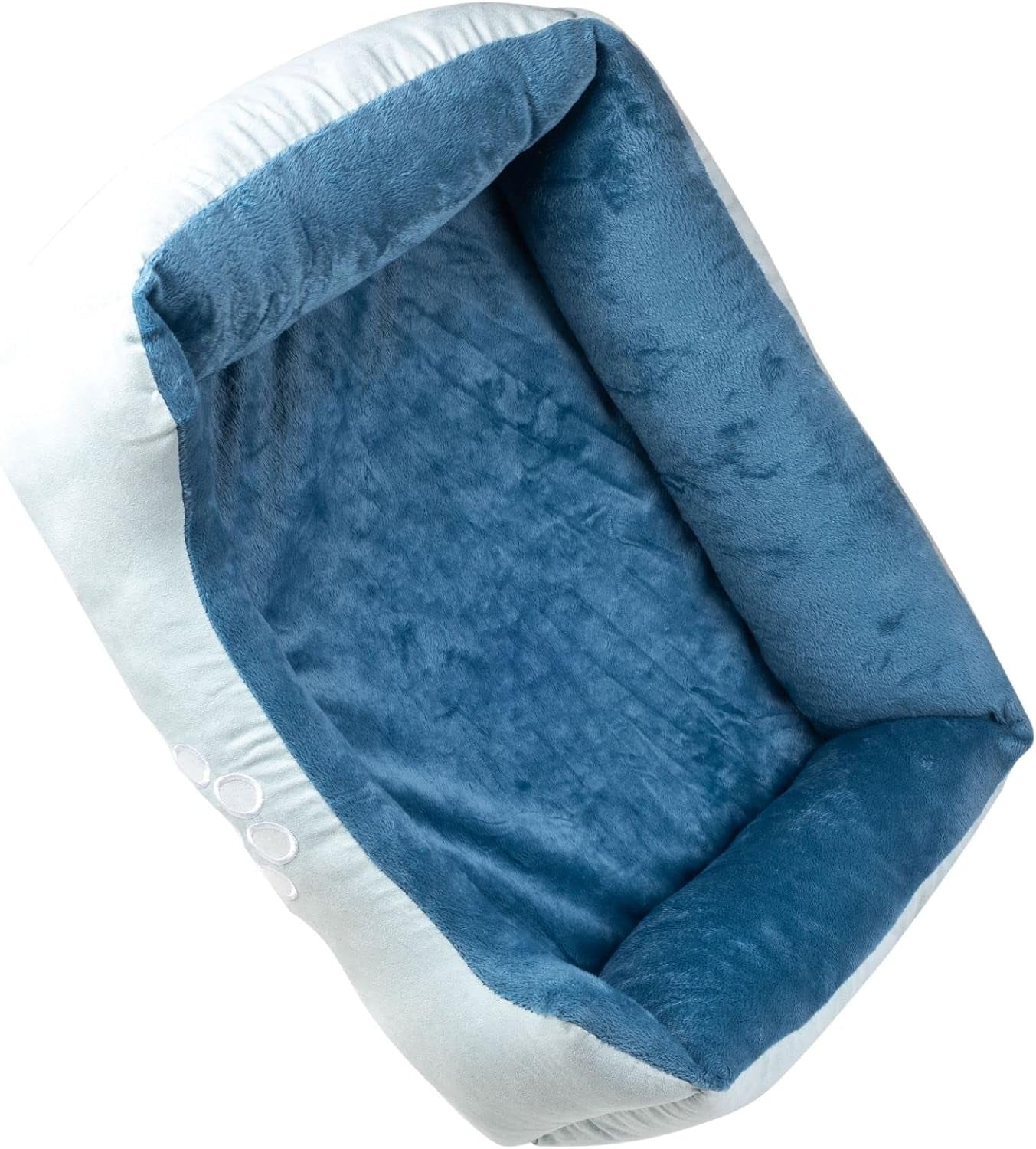Long Orthopedic Rectangle Bolster Pet Bed, Medium 25x21 Inches, Blue with Orthopedic Insert by