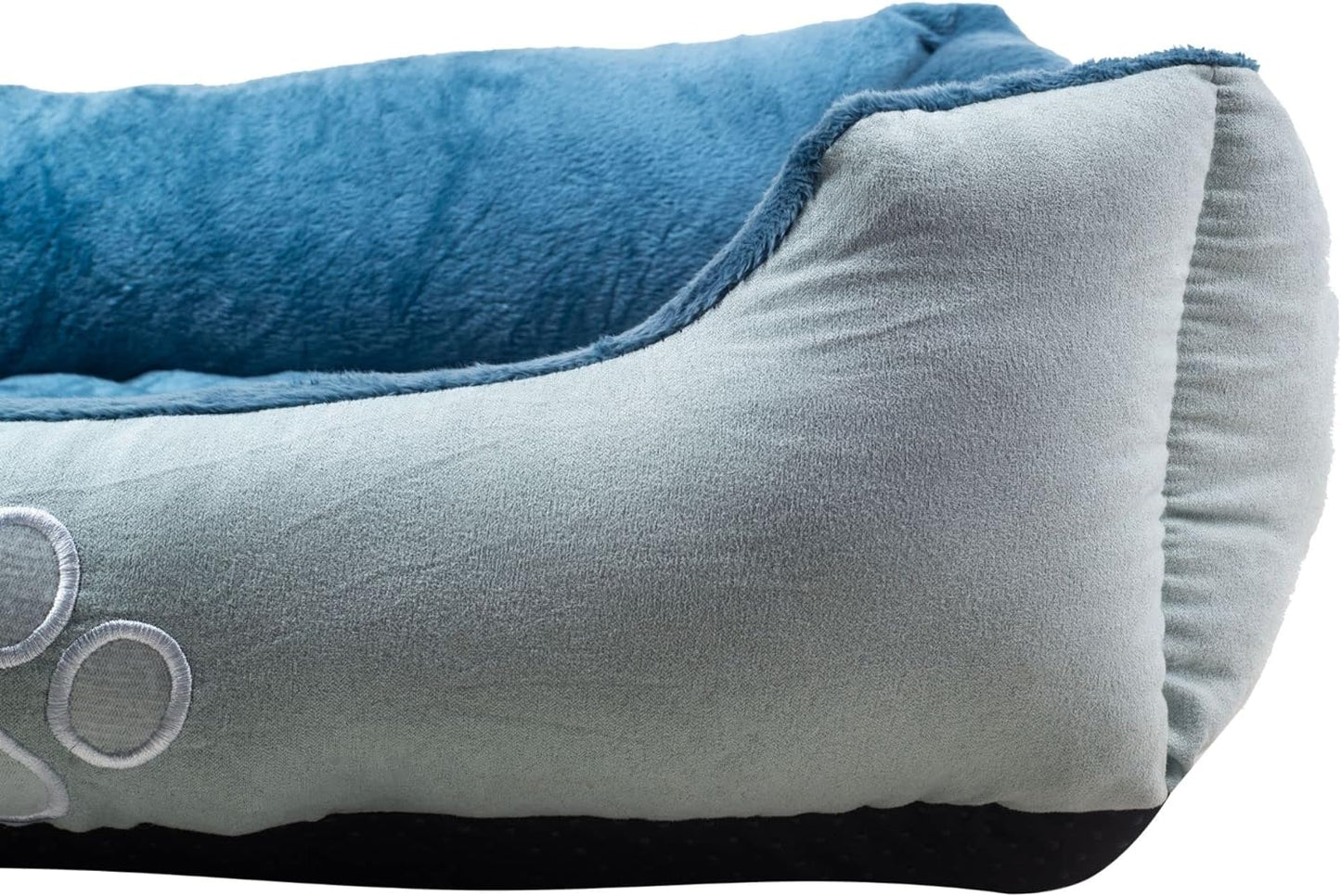 Long Orthopedic Rectangle Bolster Pet Bed, Medium 25x21 Inches, Blue with Orthopedic Insert by