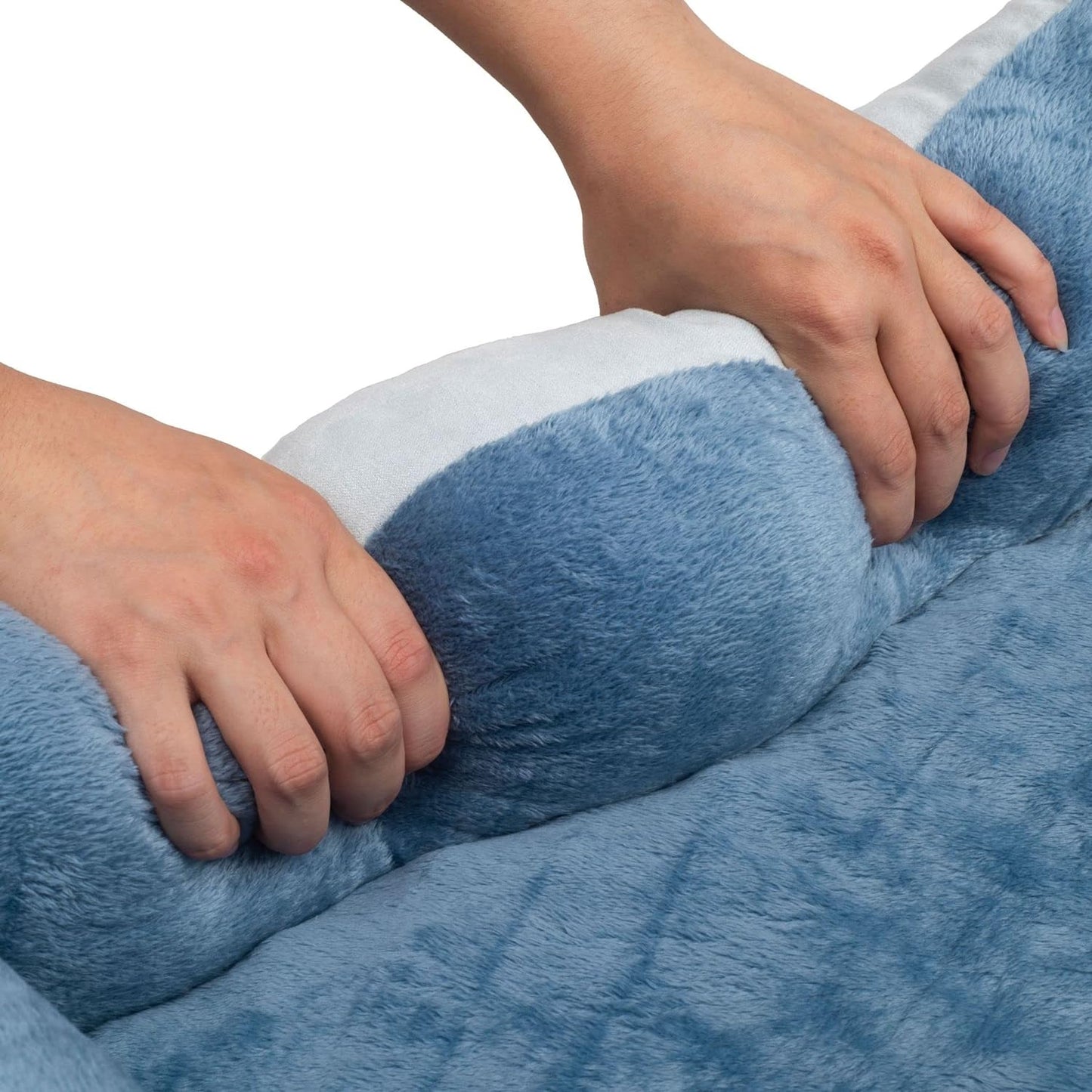 Long Orthopedic Rectangle Bolster Pet Bed, Medium 25x21 Inches, Blue with Orthopedic Insert by