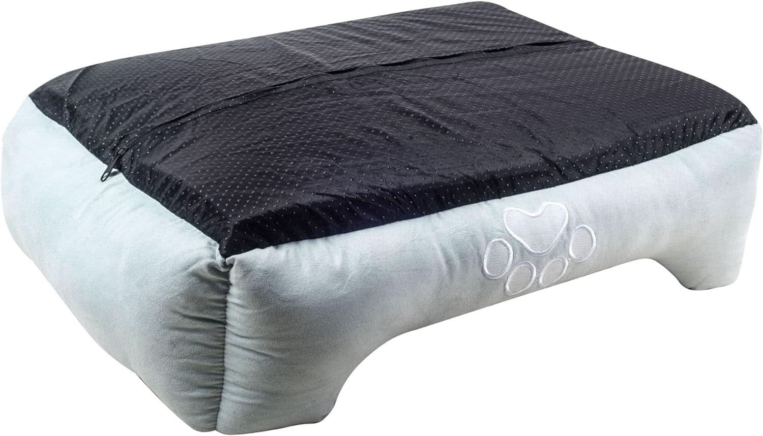 Long Orthopedic Rectangle Bolster Pet Bed, Medium 25x21 Inches, Blue with Orthopedic Insert by