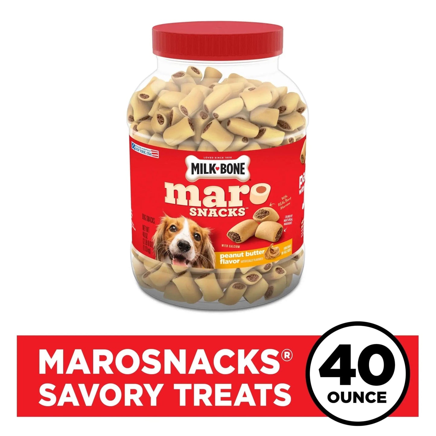 Milk Bone Marosnacks Peanut Butter Flavor Dog Treats with Bone Marrow, 40 Oz