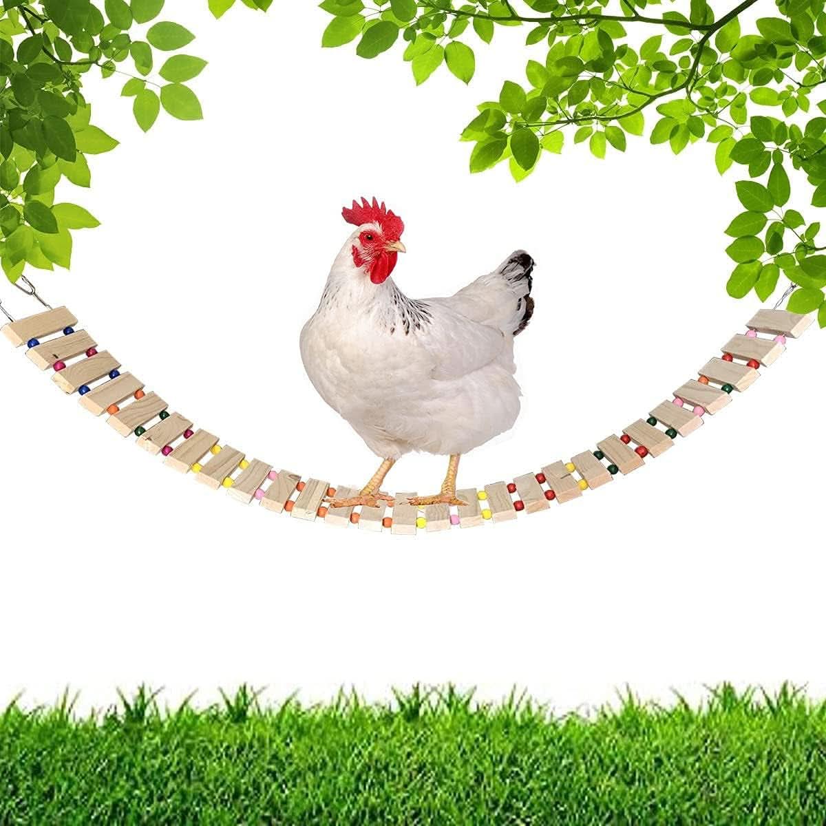 Natural Wood Chicken Coop Accessories: Ladder, Swing, and Perch Stand for Poultry and Roosters