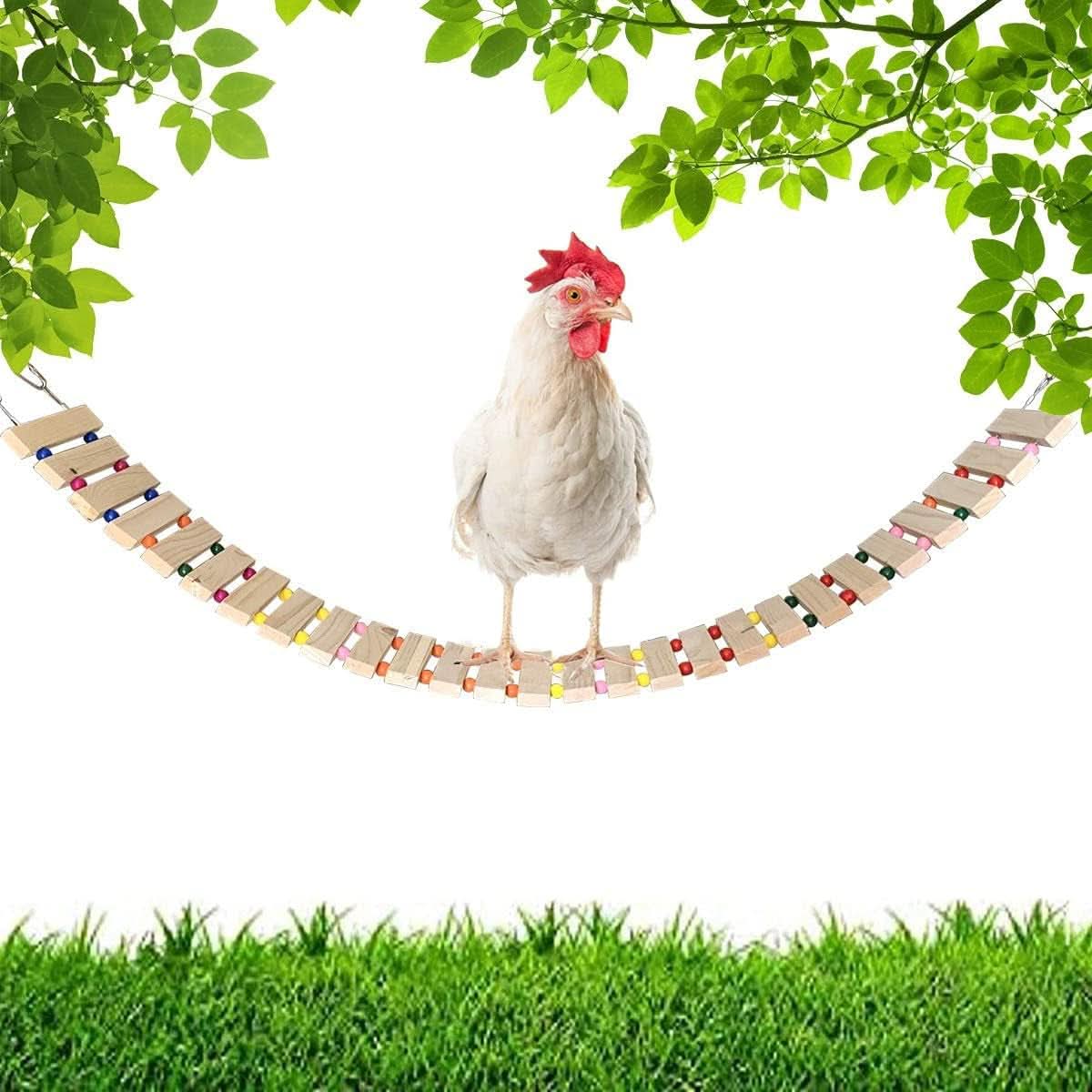 Natural Wood Chicken Coop Accessories: Ladder, Swing, and Perch Stand for Poultry and Roosters