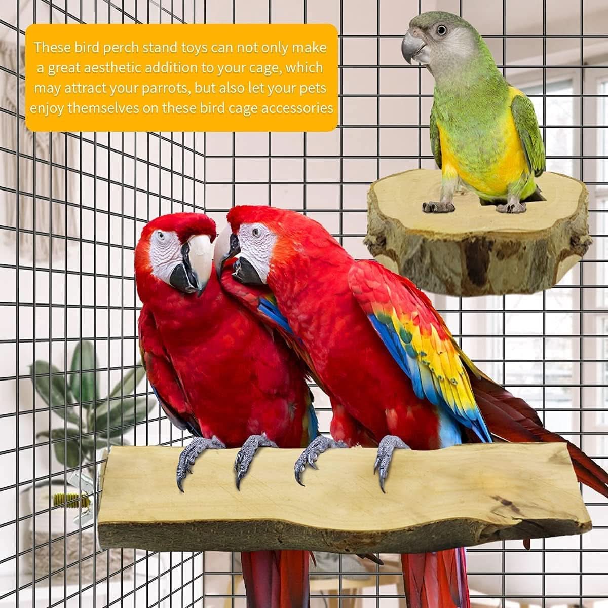 Natural Wooden Bird Perches and Grinding Sticks for Parakeets, Cockatiels, Lovebirds, Budgies, and Conures - 4 Pack