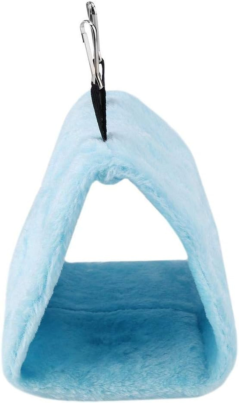 Peony Parrot Hammock - Plush Hanging Cage Tent for Birds, Winter Warm Bed and Toy Pouch (M-Blue)