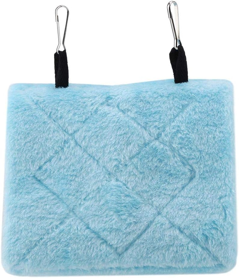 Peony Parrot Hammock - Plush Hanging Cage Tent for Birds, Winter Warm Bed and Toy Pouch (M-Blue)