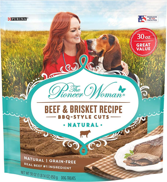 Pioneer Woman Grain-Free Dog Treats, Beef & Brisket BBQ Style Cuts, 30 oz. Pouch