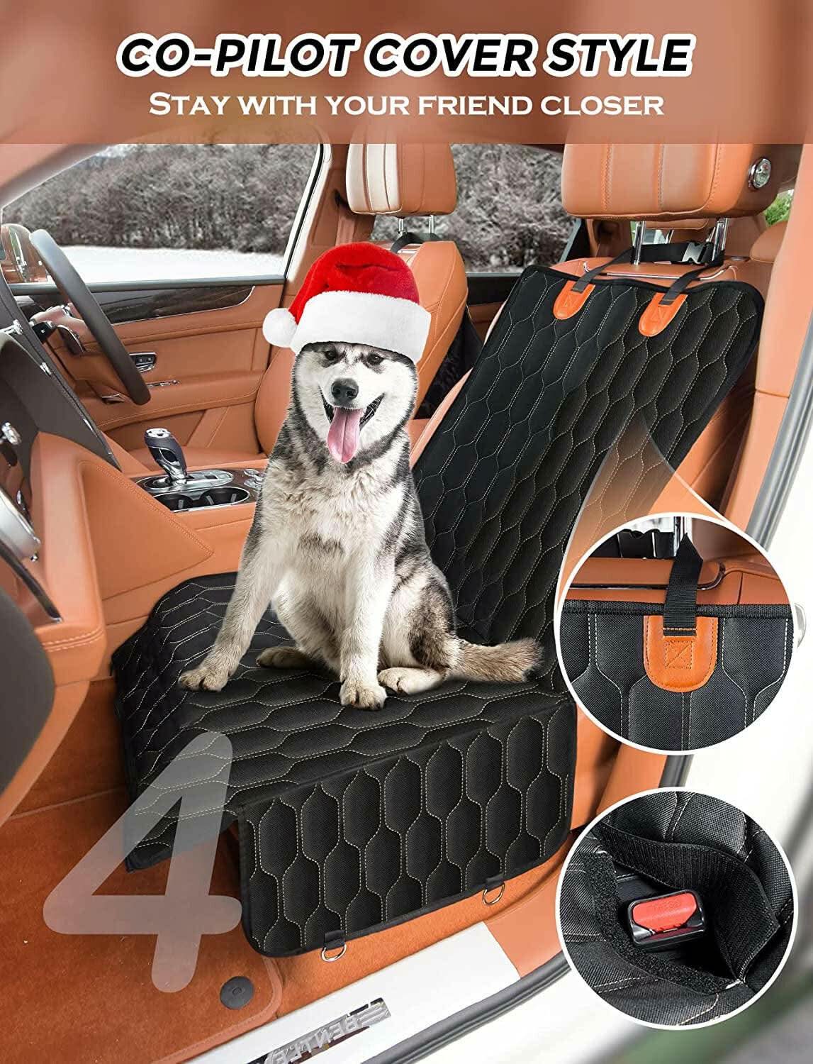 Premium Waterproof and Scratchproof Dog Car Seat Cover for Back Seat - Nonslip Design with Mesh Window for SUVs - Black