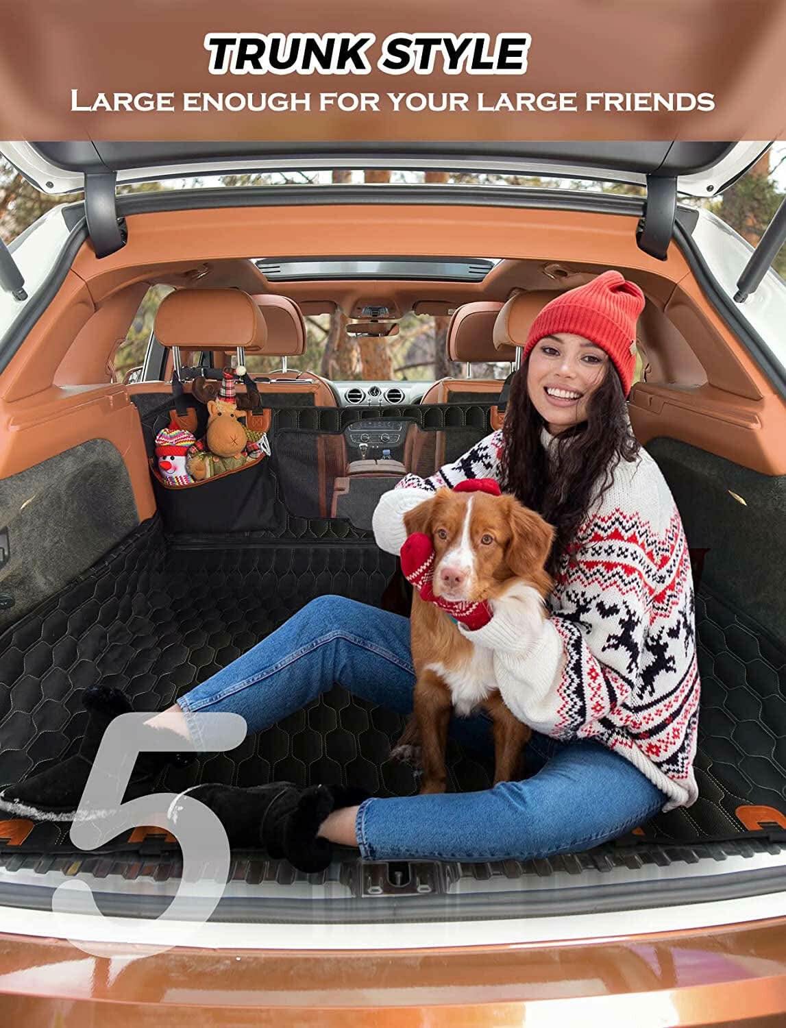 Premium Waterproof and Scratchproof Dog Car Seat Cover for Back Seat - Nonslip Design with Mesh Window for SUVs - Black