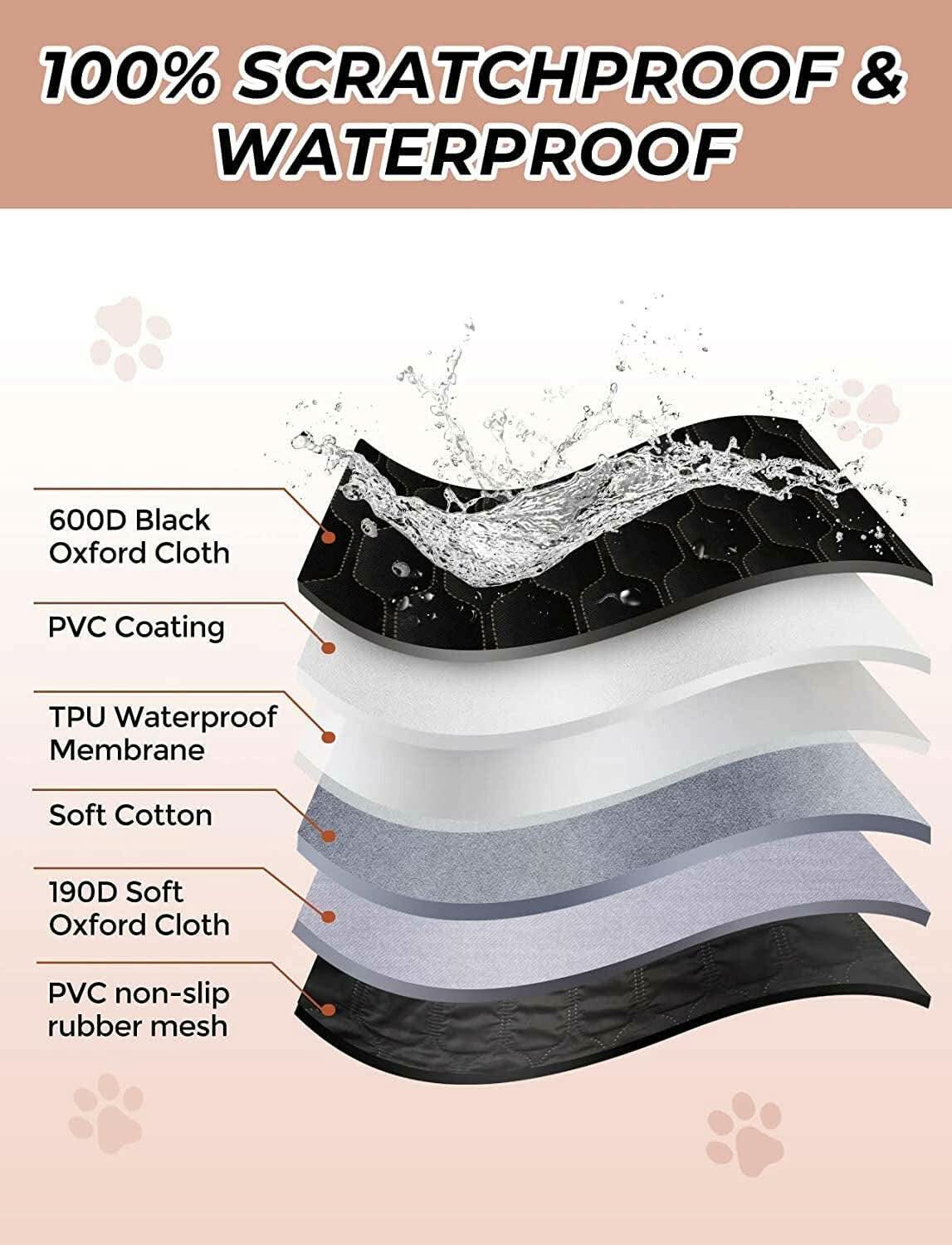 Premium Waterproof and Scratchproof Dog Car Seat Cover for Back Seat - Nonslip Design with Mesh Window for SUVs - Black