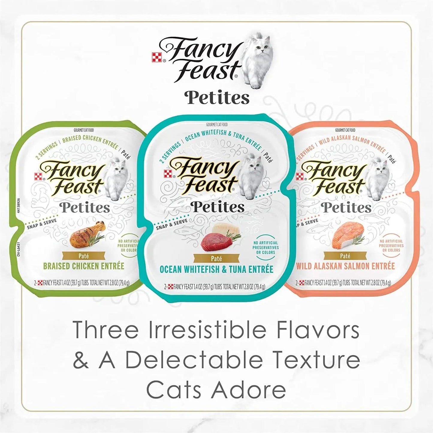 Purina  Gourmet Wet Cat Food Variety Pack, Petites Pâté Collection, Break-Apart Tubs, 24 Servings (Pack of 12) 2.8 oz. Tubs