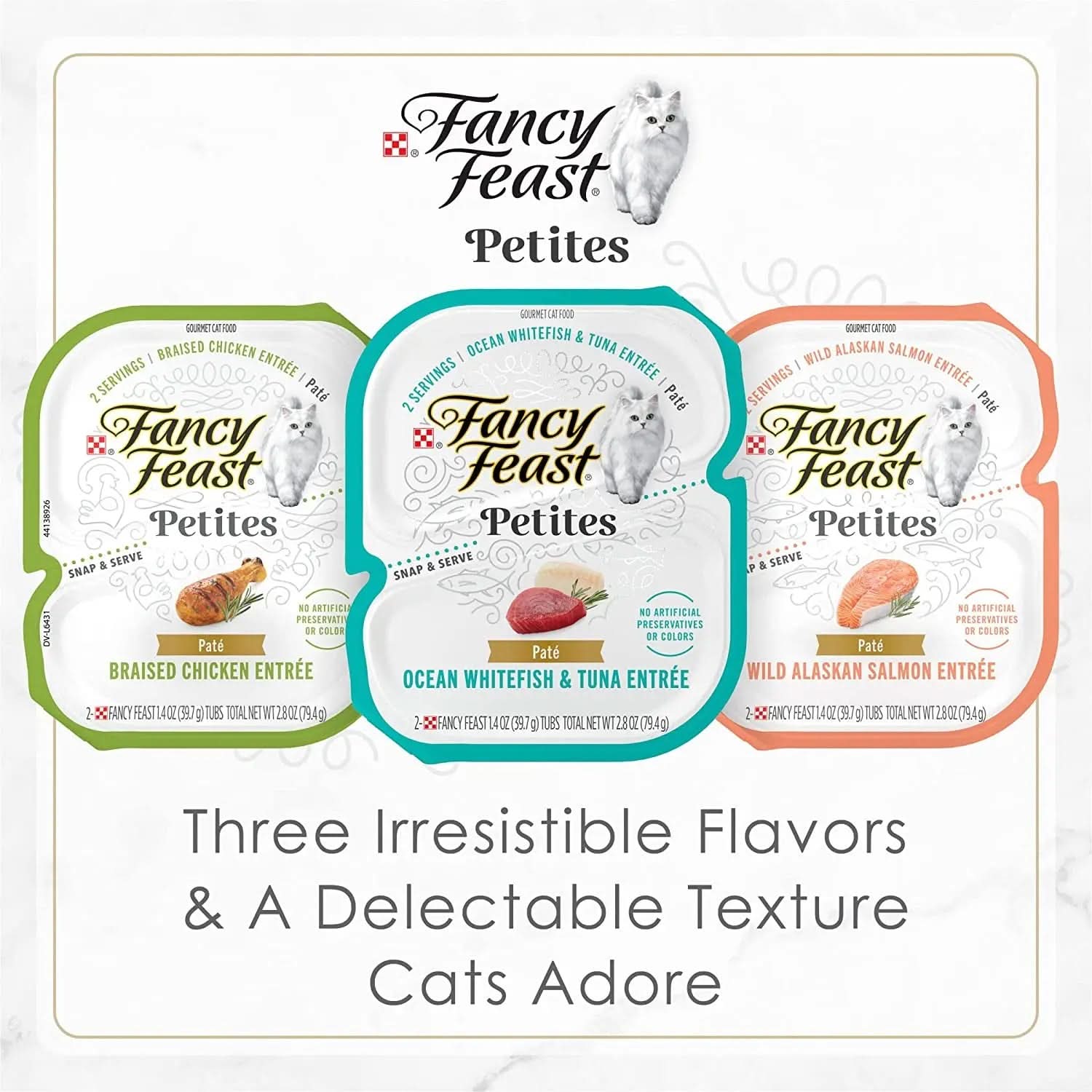 Purina  Gourmet Wet Cat Food Variety Pack, Petites Pâté Collection, Break-Apart Tubs, 24 Servings (Pack of 12) 2.8 oz. Tubs