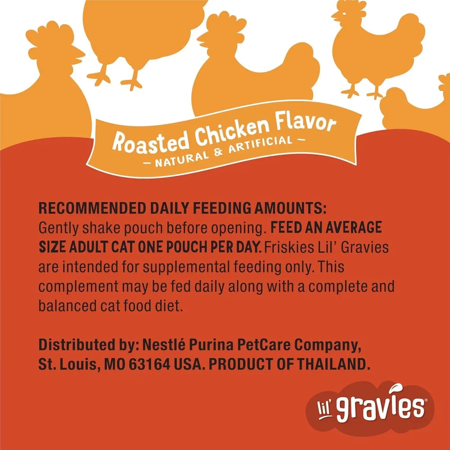 Purina  Lil' Gravies Roasted Chicken Flavor Lickable Cat Treats - Pack of 16 Pouches (1.55 Oz. Each)