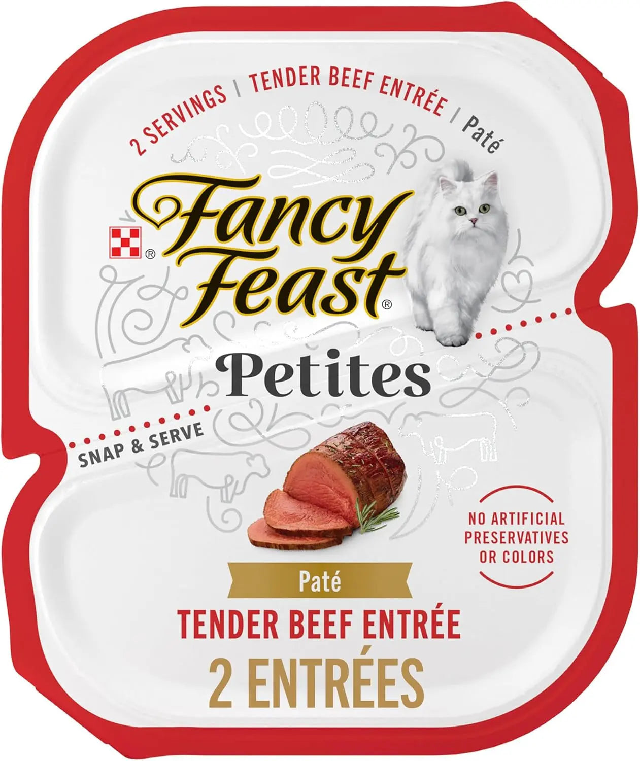 Purina Petites Gourmet Wet Cat Food Pâté Tender Beef Entrée - Pack of 12 Tubs (2.8 Oz. Each)