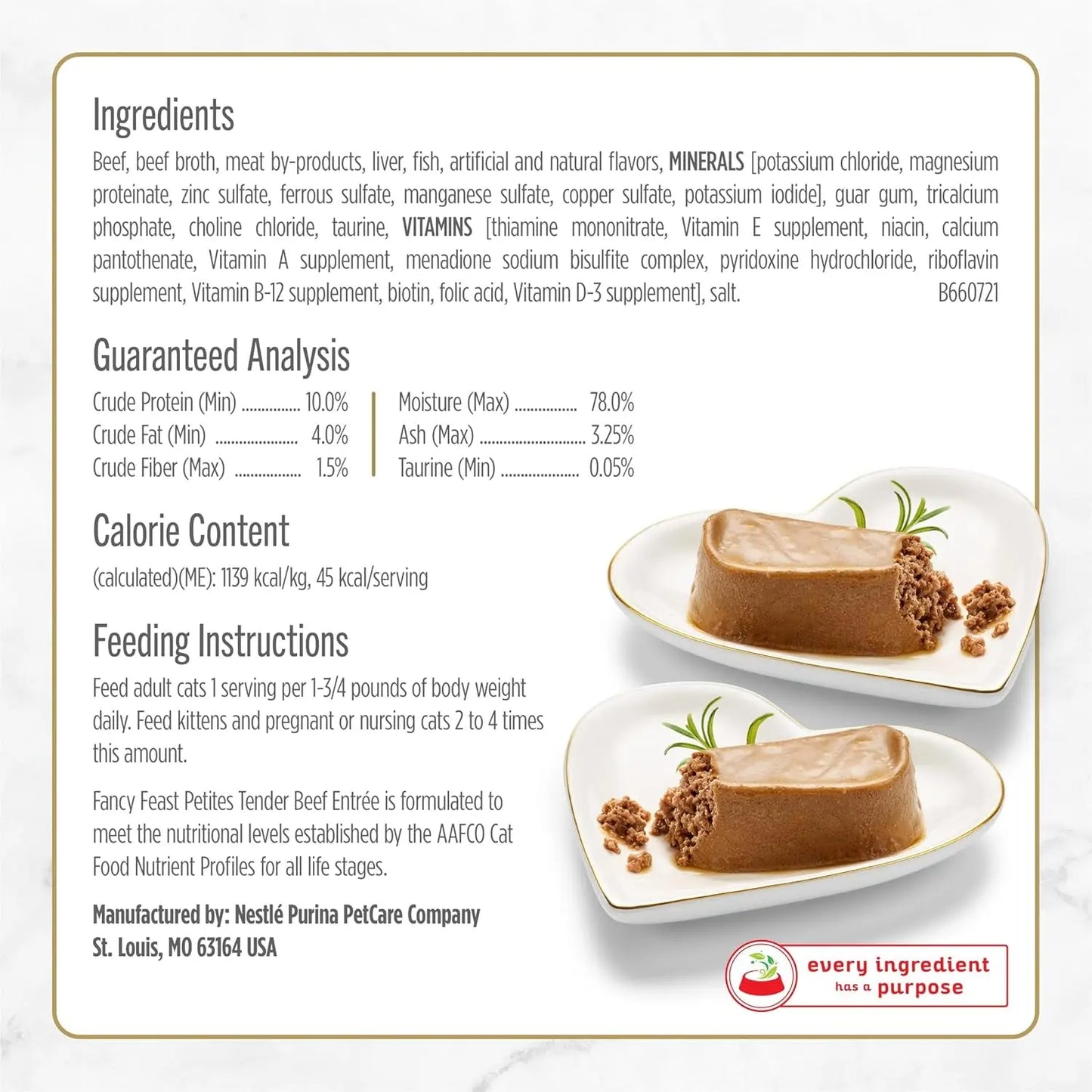 Purina Petites Gourmet Wet Cat Food Pâté Tender Beef Entrée - Pack of 12 Tubs (2.8 Oz. Each)