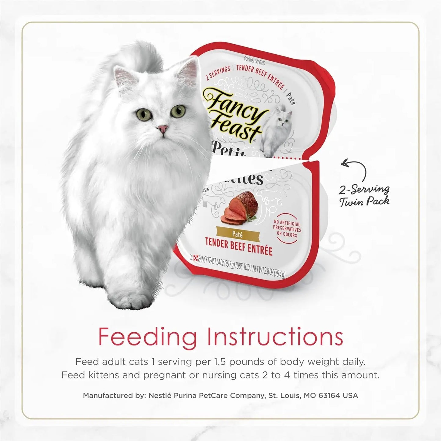 Purina Petites Gourmet Wet Cat Food Pâté Tender Beef Entrée - Pack of 12 Tubs (2.8 Oz. Each)