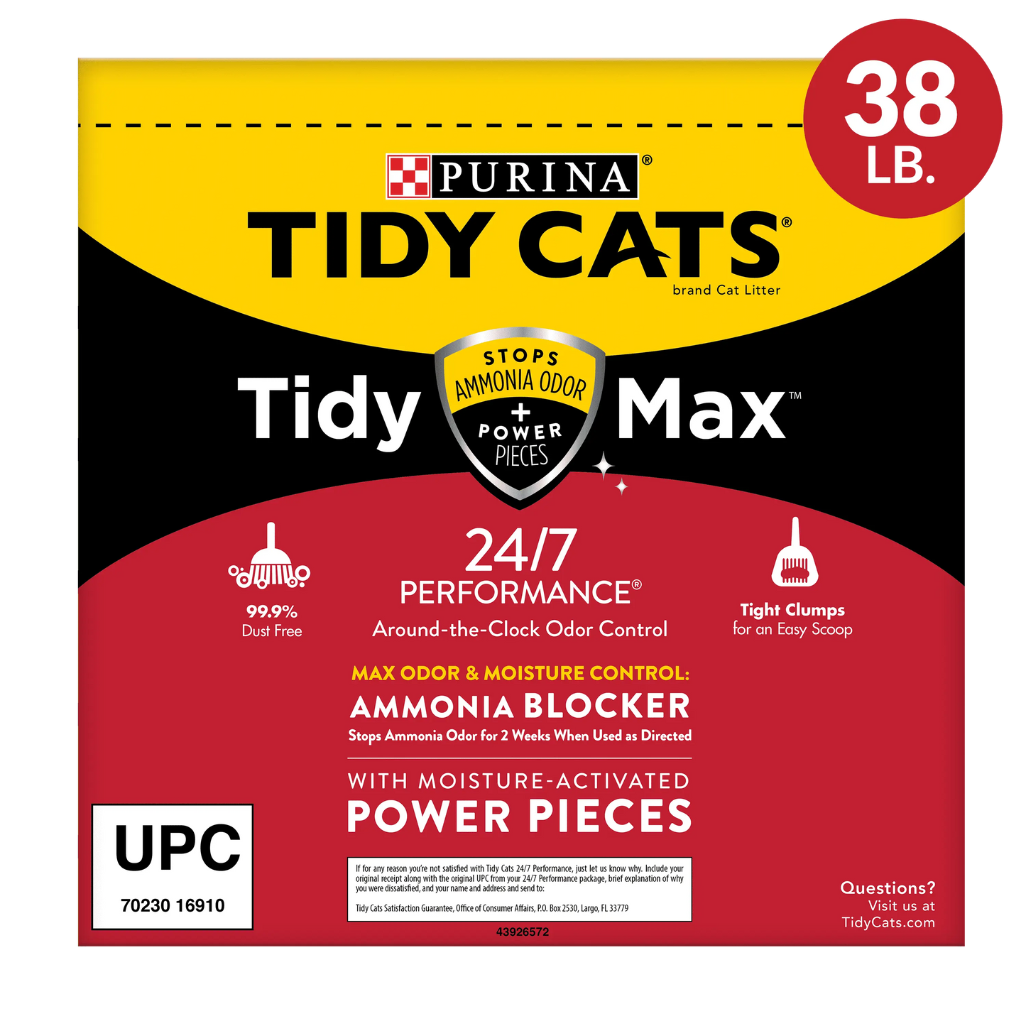 Purina Tidy Cats Clumping Cat Litter, Odor Control 24/7, 38 Lb. Box