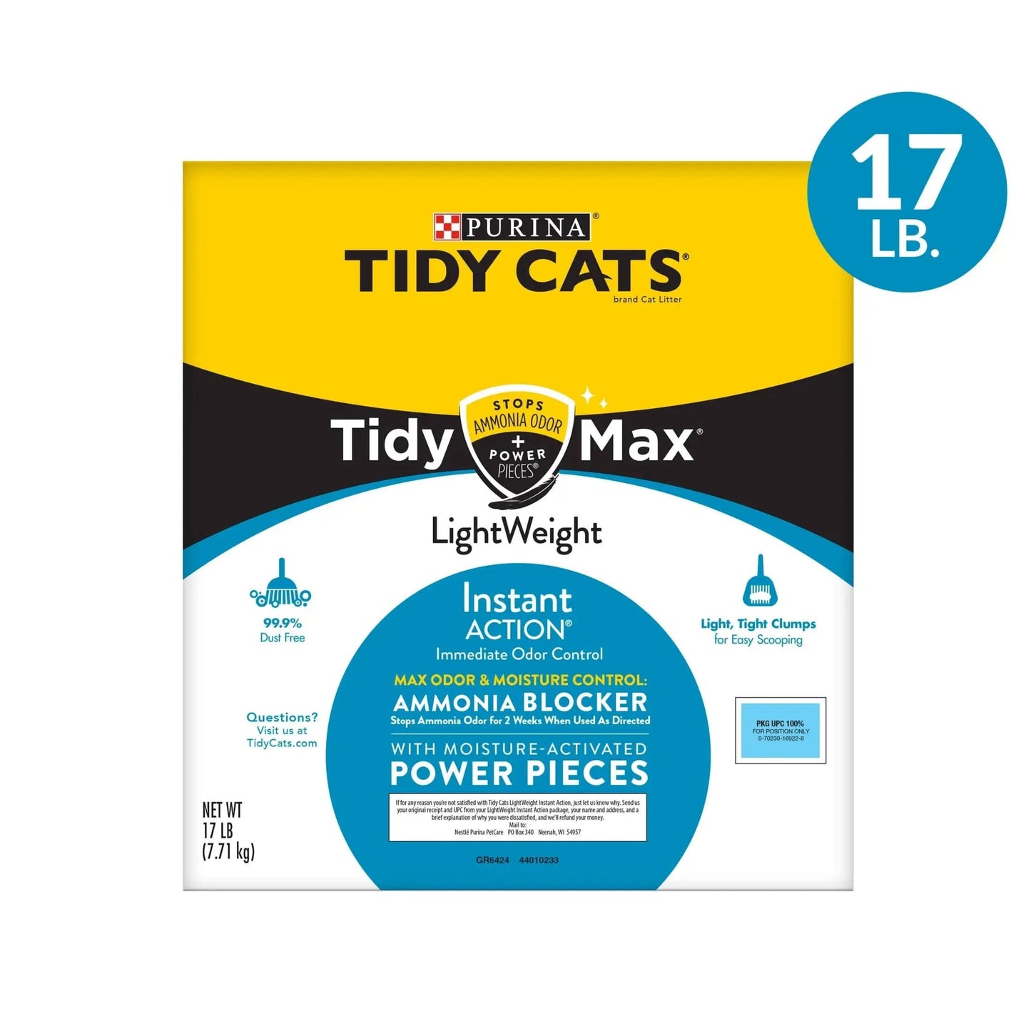 Purina  Tidy Max Clumping Cat Litter, Lightweight, Odor Control 24/7, 17 Lb. Box