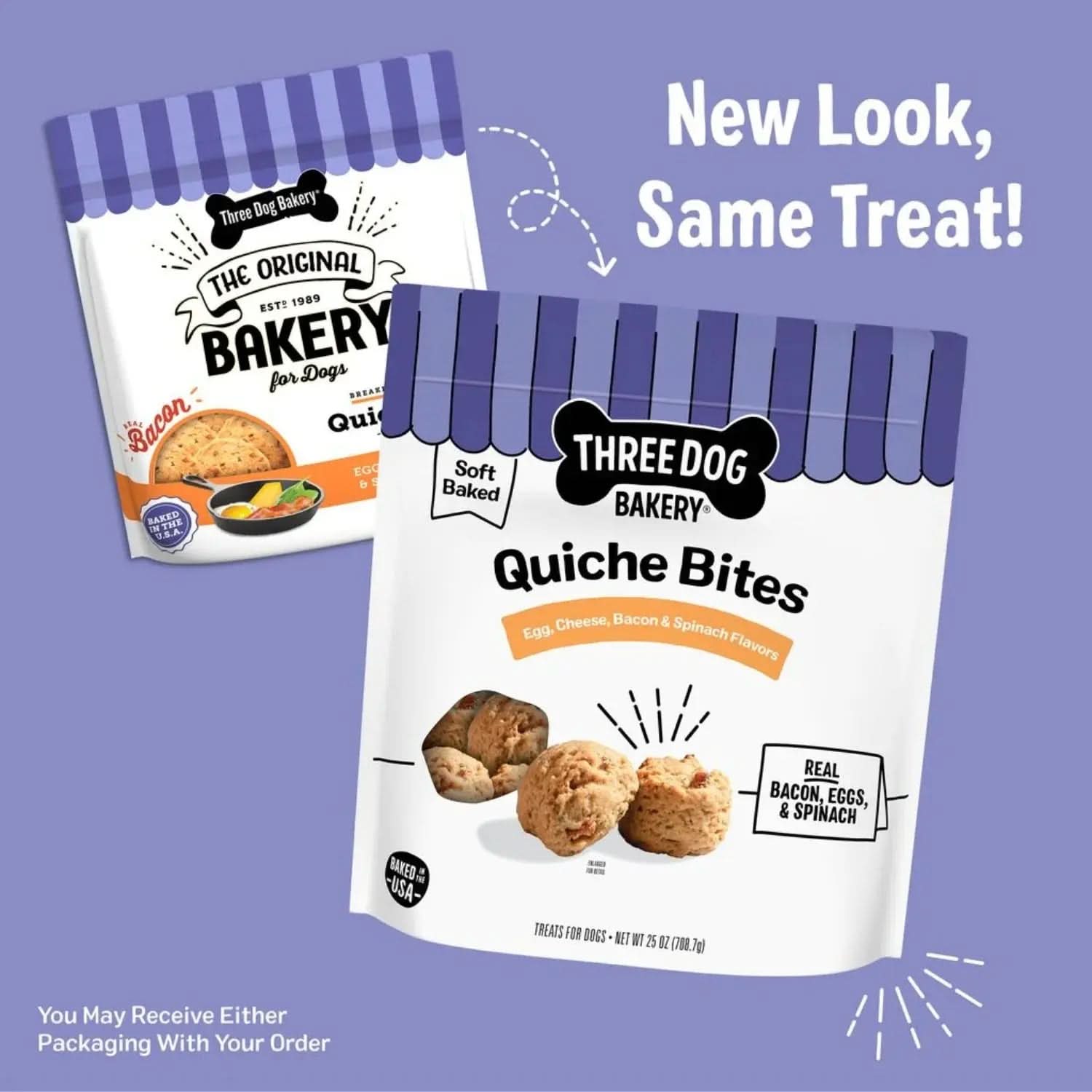 Quiche Bites, Egg, Bacon, Cheese and Spinach Flavored Soft Baked Dog Treats, 25 Oz.
