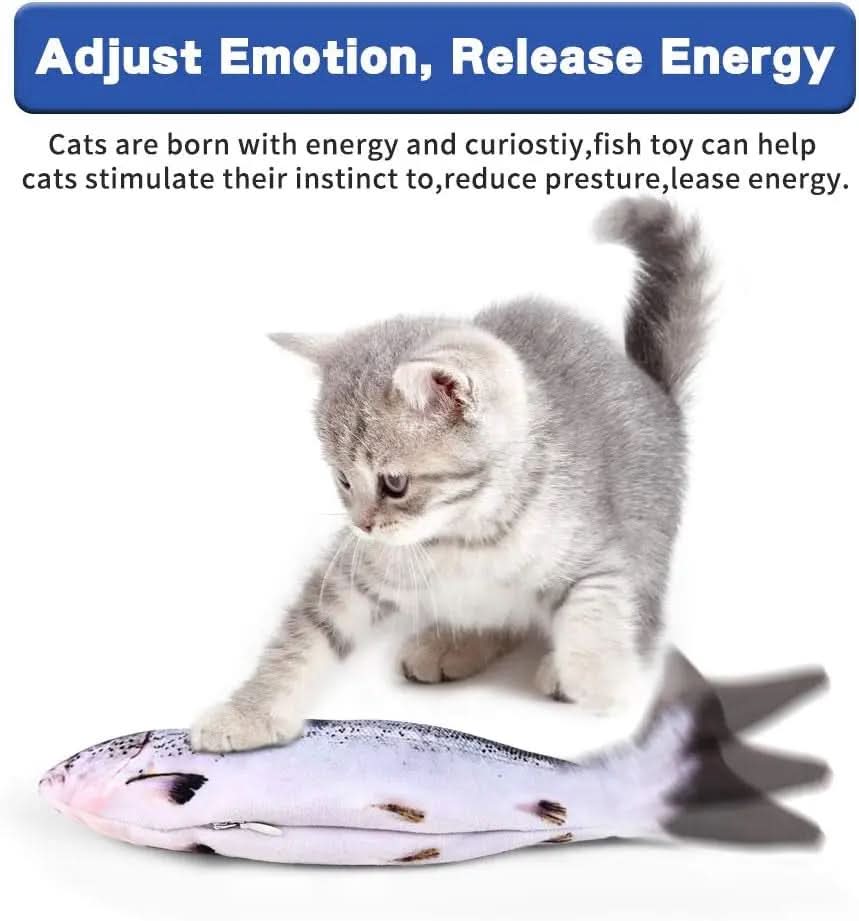 Realistic Moving Fish Cat Kicker Toy with Catnip - Dancing Salmon and Rainbow Trout Designs