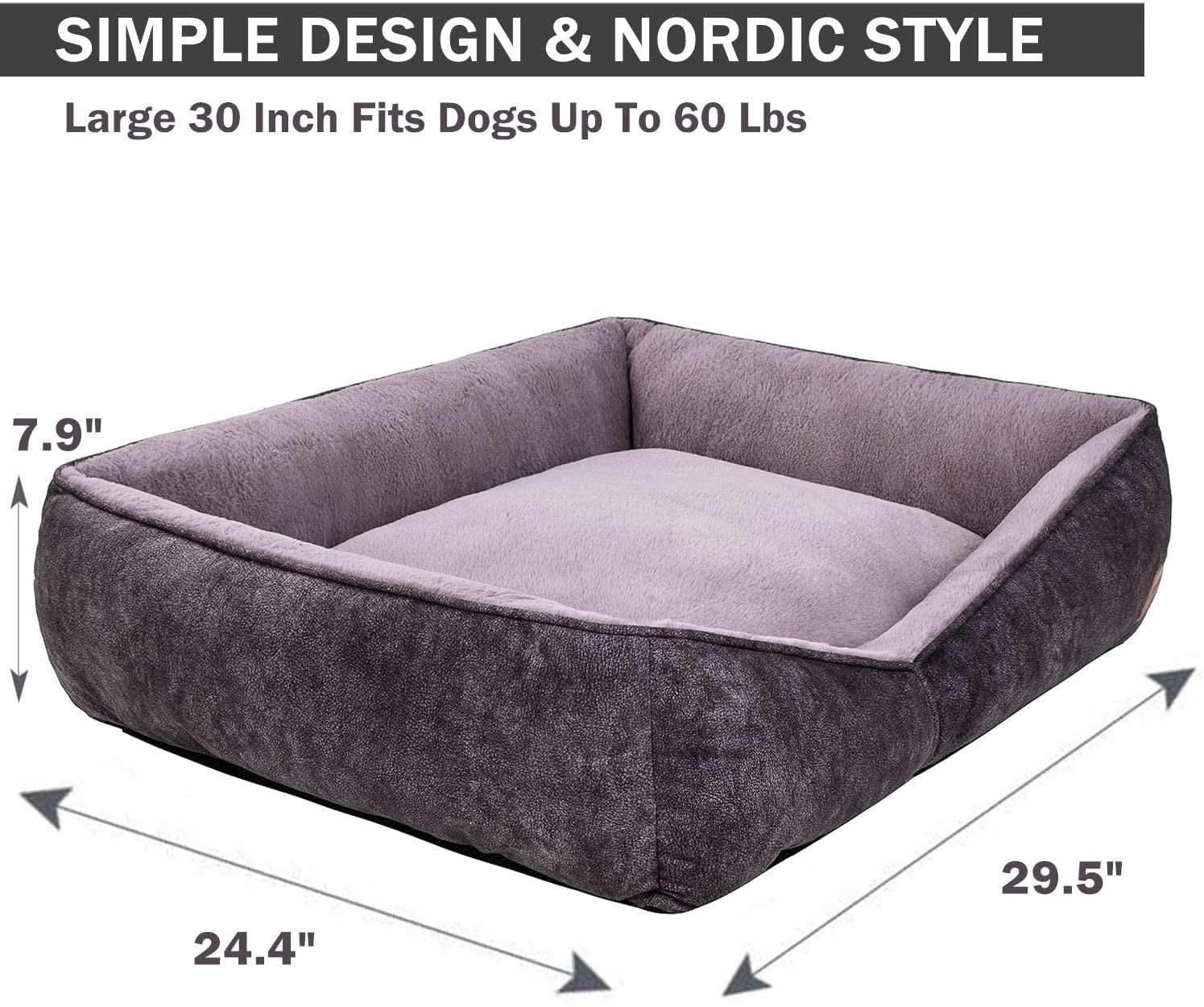 Rectangular Washable Dog Bed - Comfortable and Durable Square Design for Medium to Large Dogs (30 Inch, Black)
