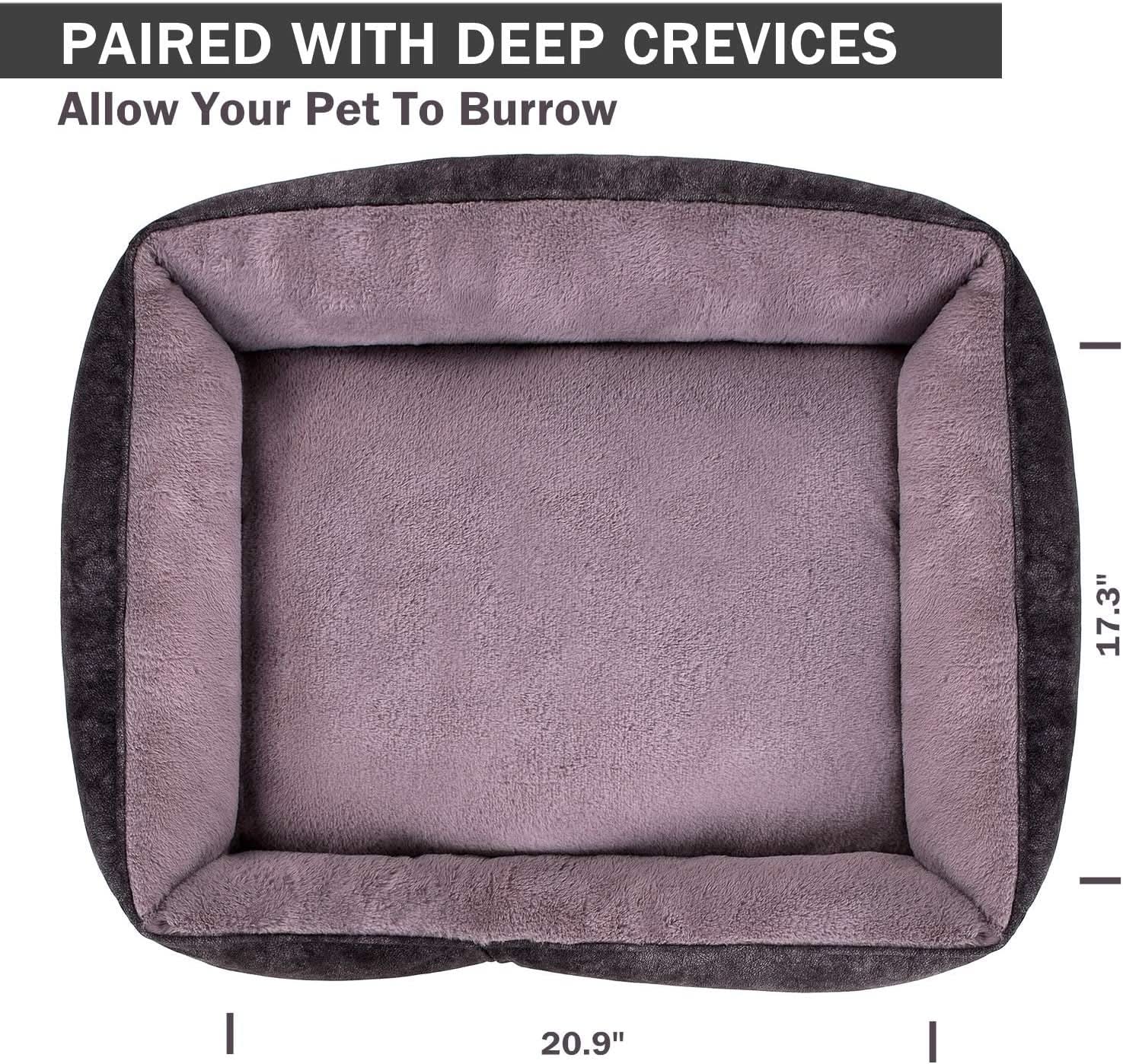 Rectangular Washable Dog Bed - Comfortable and Durable Square Design for Medium to Large Dogs (30 Inch, Black)
