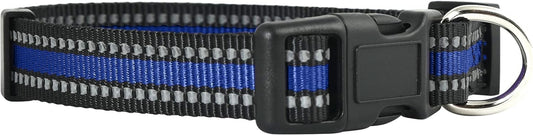 Reflective Dog Collar - Adjustable Bright Glow Colors for Enhanced Night Safety, Suitable for Small, Medium, and Large Pets and Puppies (Medium, Blue)
