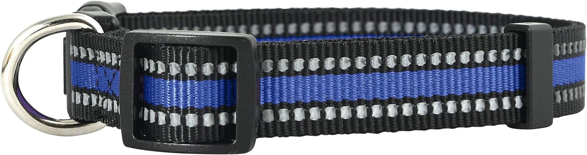 Reflective Dog Collar - Adjustable Bright Glow Colors for Enhanced Night Safety, Suitable for Small, Medium, and Large Pets and Puppies (Medium, Blue)