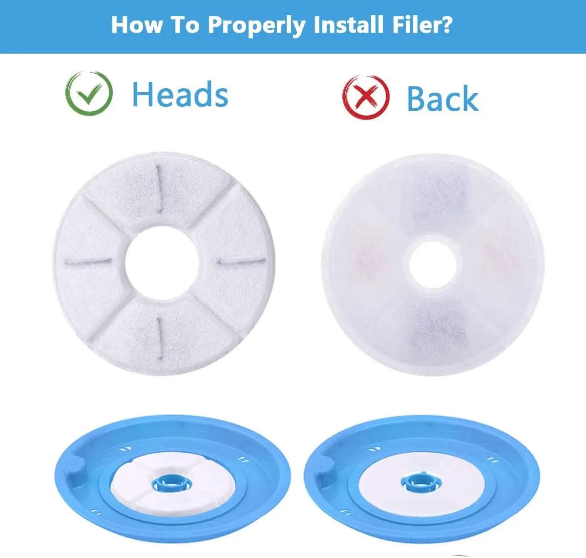 Replacement Filters for Cat Water Fountain - 8-16 Pack Activated Carbon Filters Compatible with 81Oz/2.4L Pet Water Dispenser and Drinkwell Models