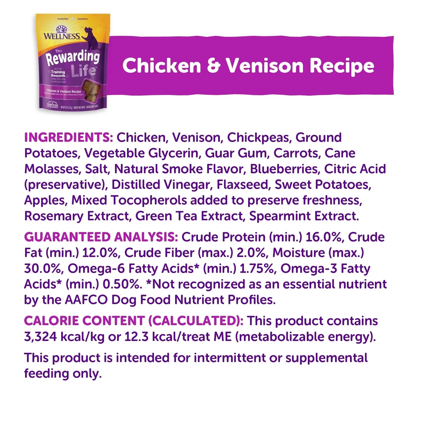 Rewarding Life Dog Treats, Natural, Training Treat, Grain Free, Soft Chicken & Venison (6 Ounce Bag)