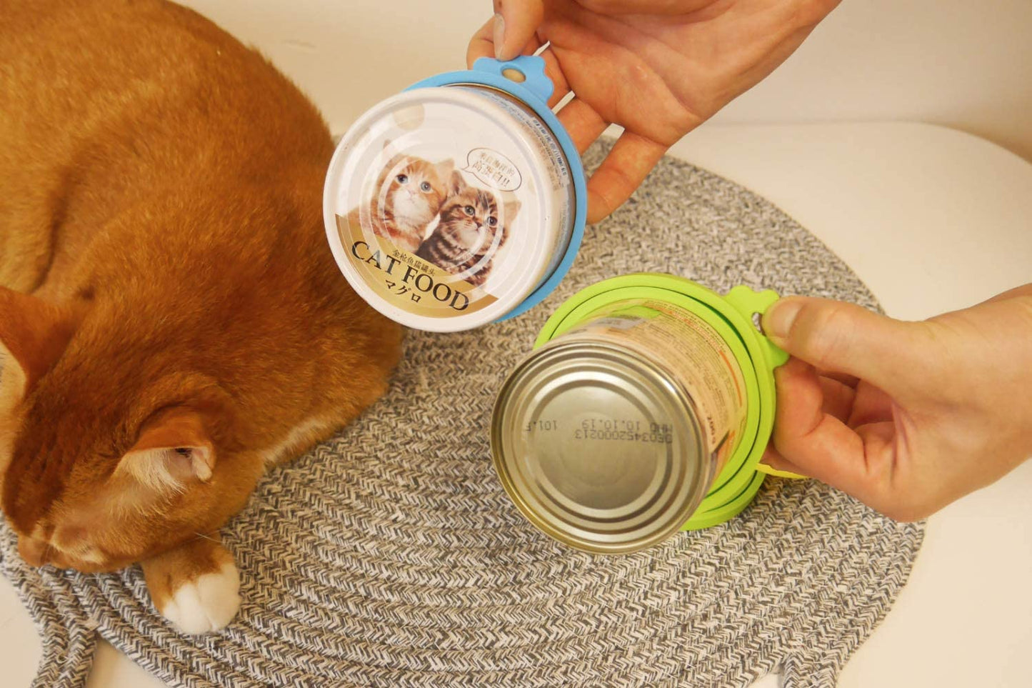Silicone Pet Food Can Lids - Universal Fit for Dog and Cat Cans (3 Pack with Spoon, Multi-Colored)