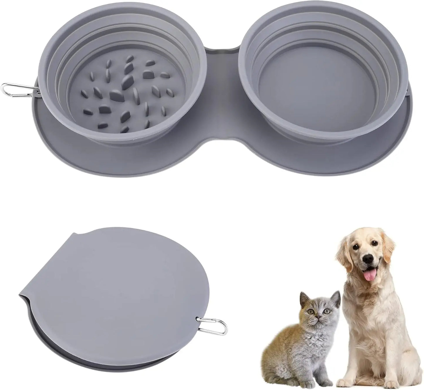 Silicone Slow Feeder Dog Bowl - Non-Toxic, Spill-Proof, and Non-Skid Design for Healthy Eating for Dogs, Puppies, and Cats