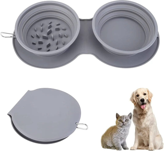 Silicone Slow Feeder Dog Bowl - Non-Toxic, Spill-Proof, and Non-Skid Design for Healthy Eating for Dogs, Puppies, and Cats